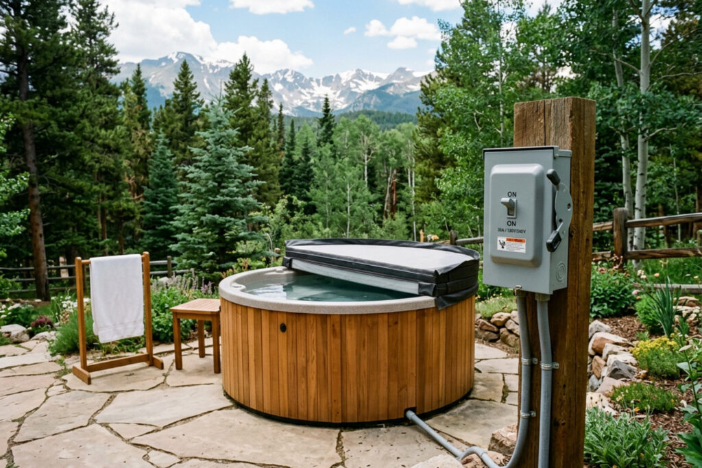 30 amp hot tub disconnect outdoor backyard spa Colorado